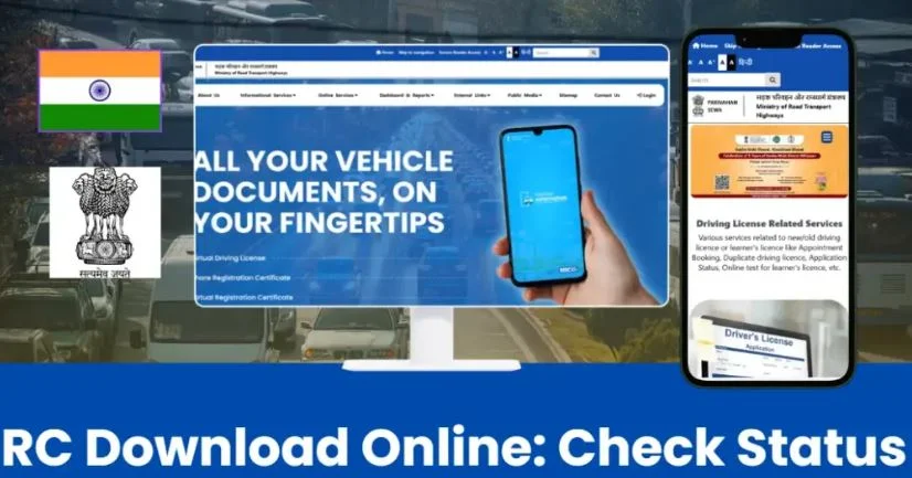 RC status check online on VAHAN portal showing vehicle registration application status